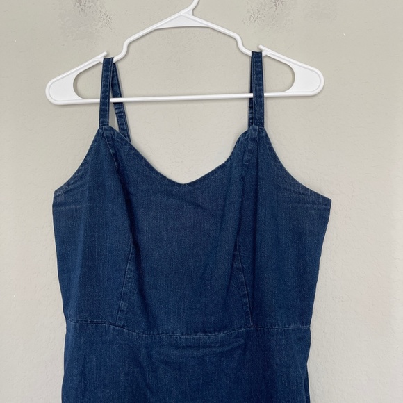 Old Navy Denim Mini Dress Women's L Blue Ruffle Cotton Sleeveless - Picture 2 of 12